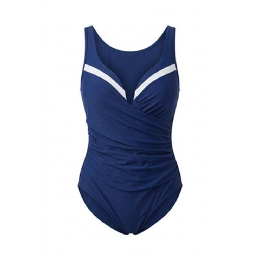 Miraclesuit Swimsuit Women M Blue‎ Colorblock One Piece Ruched Tummy Control